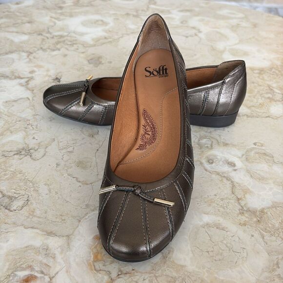 Soft Leather Ballerina Flats Bronze - Picture 1 of 13
